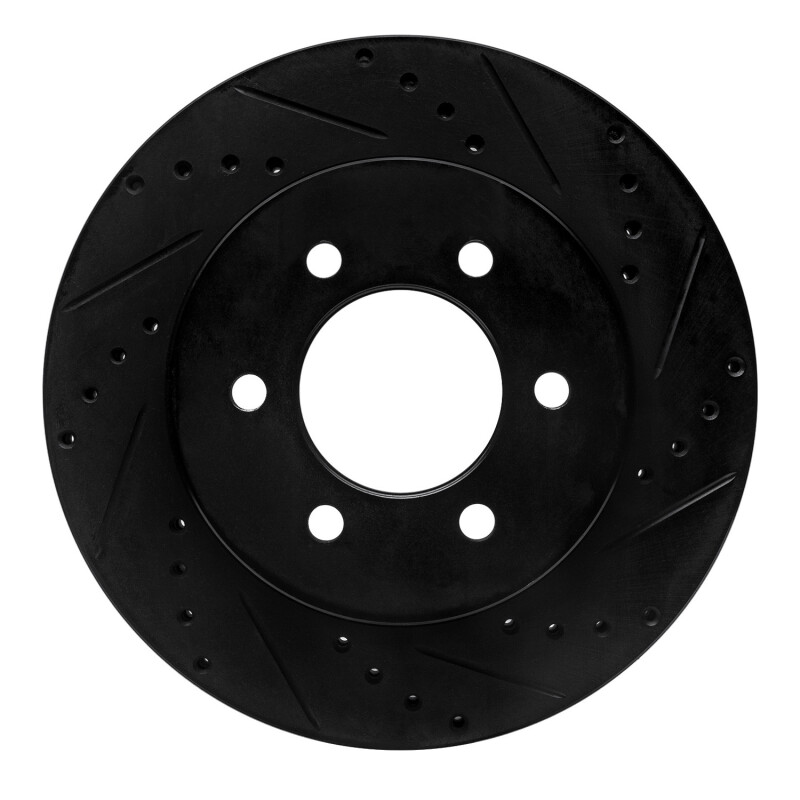 Ford E-350 Econoline Club Wagon Brake Rotor (1) - Rear Right - R1 Concepts - Drilled & Slotted - Black - `99-`07